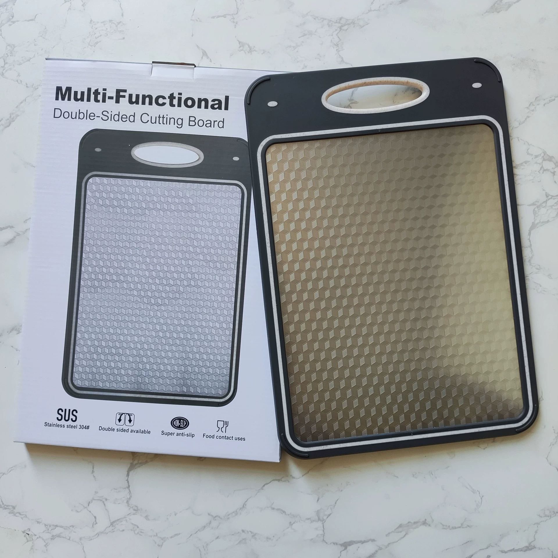Double-sided cutting board stainless steel, Amazon, 3D