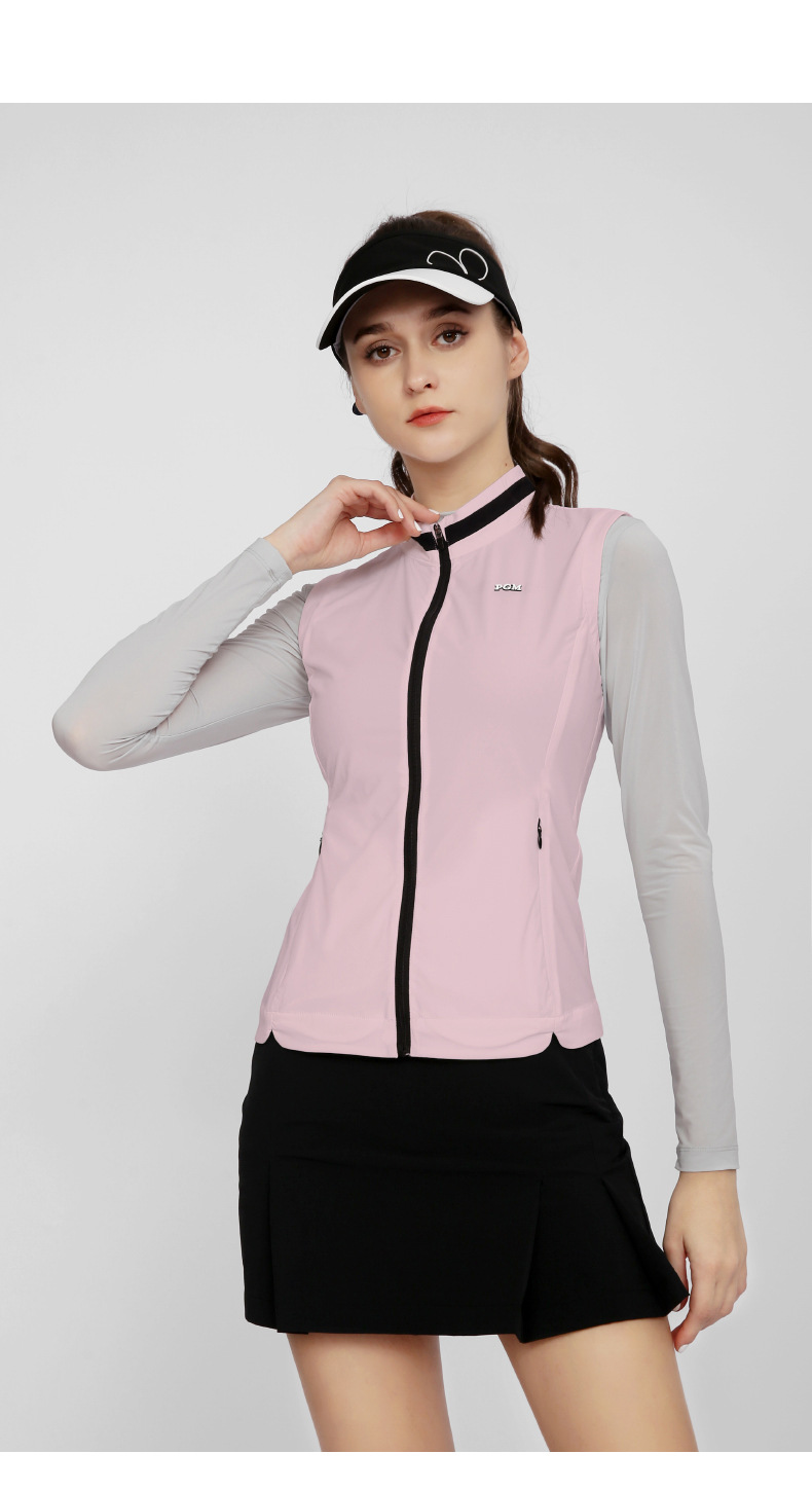 Áo ghi lê golf PGM mỏng nhẹ chít eo cho nữ — Yf565-vest Trắng, Yf565-gi lê màu hồng, QZ086-váy kaki, QZ086-Váy trắng chi tiết 10