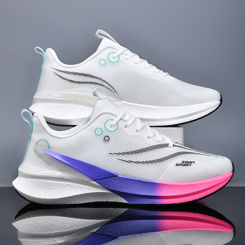 Zapatos de corrida transpirables de malla de fondo suave para adolescentes de tendencia de desgaste antideslizante para hombres y mujeres zapatos de deporte casuales de carbono