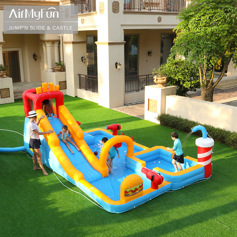 AMF Water Spray Castle Inflatable Childhood Bo Bo Pool Slide Small Park Oxford Inflatable Castle