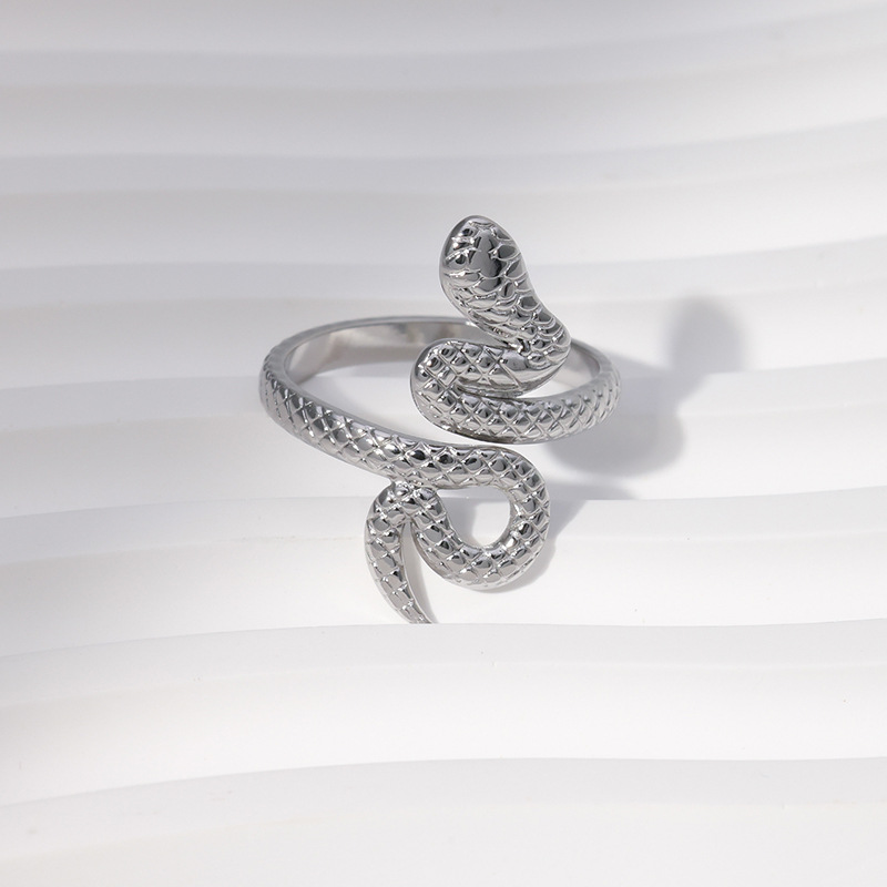Retro Snake Stainless Steel Open Ring 1 Piece