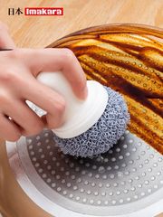 Japan's imakara nano ball cleaning ball steel wire ball can't brush off the wire, pot washing brush artifact kitchen brush with handle