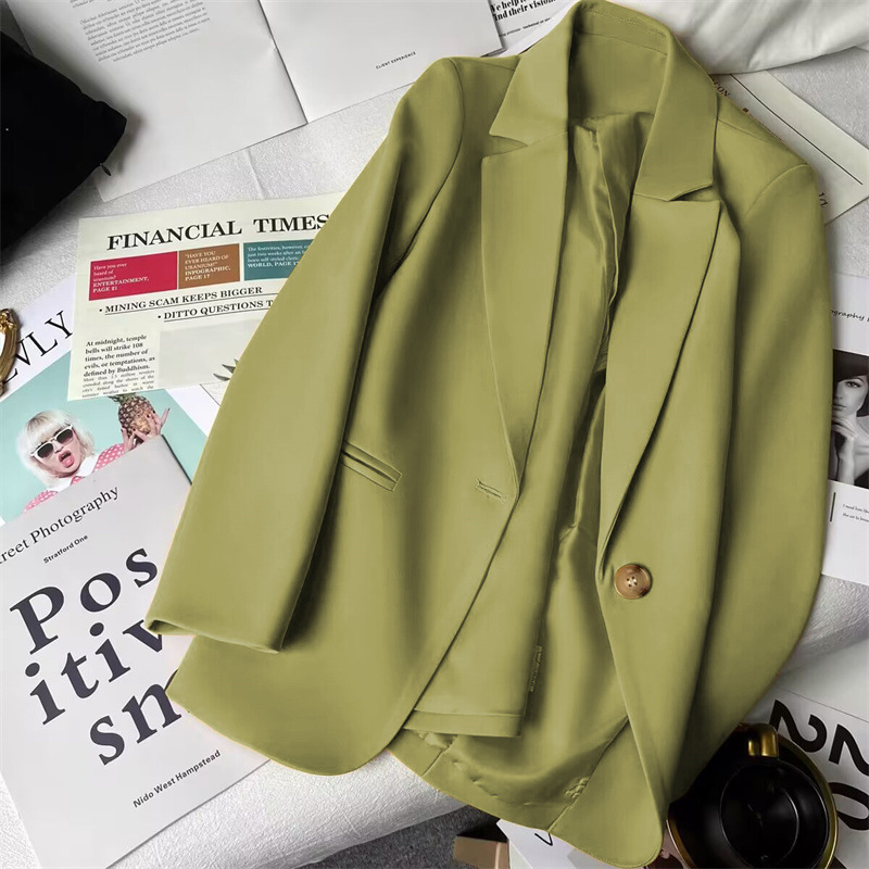 Fruit Green Blazer for Women, Elegant and Slimming, Korean Style, Loose Straight Cut, 2026 Spring and Autumn New Model, Petite Suit Jacket Fruit Green Blazer for Women, Elegant and Slimming, Korean Style, Loose Straight Cut, 2026 Spring and Autumn New Model, Petite Suit Jacket