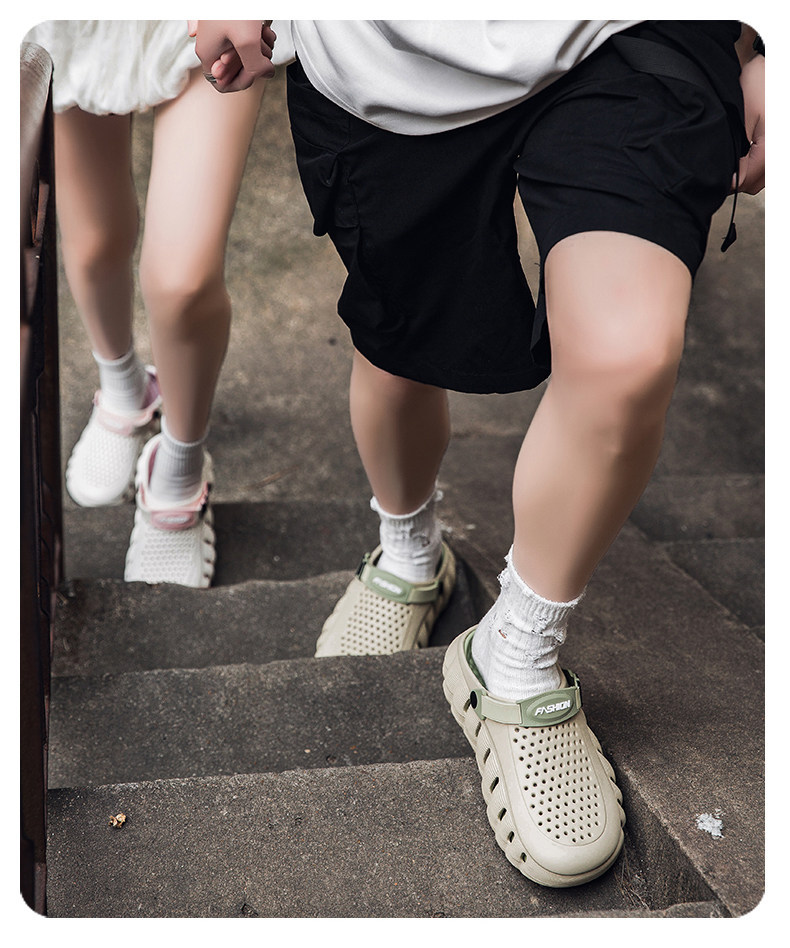 Men's Casual Closed-toe Sandals, Versatile Perforated Shoes_voghion.com