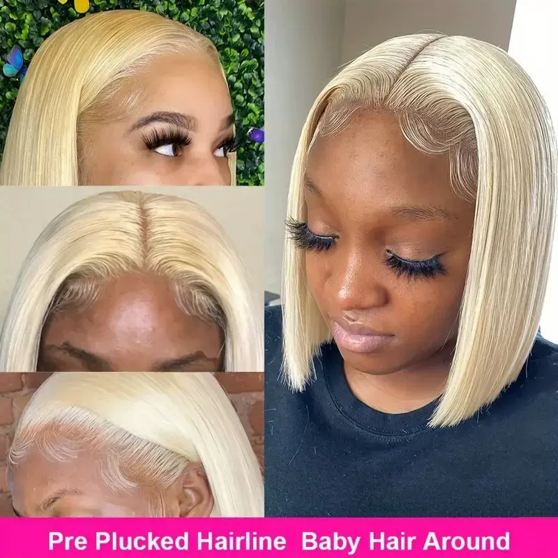 Short Bob Wig 前蕾丝假发 亚马逊女波波头短直发 蓬松自然全头套