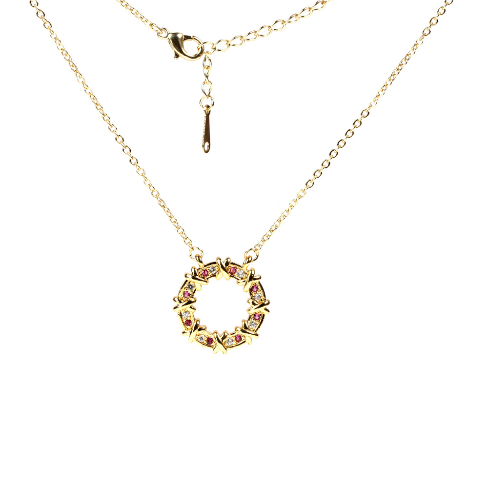 Korean Geometric Copper Inlaid Zircon Necklace Wholesale display picture 7