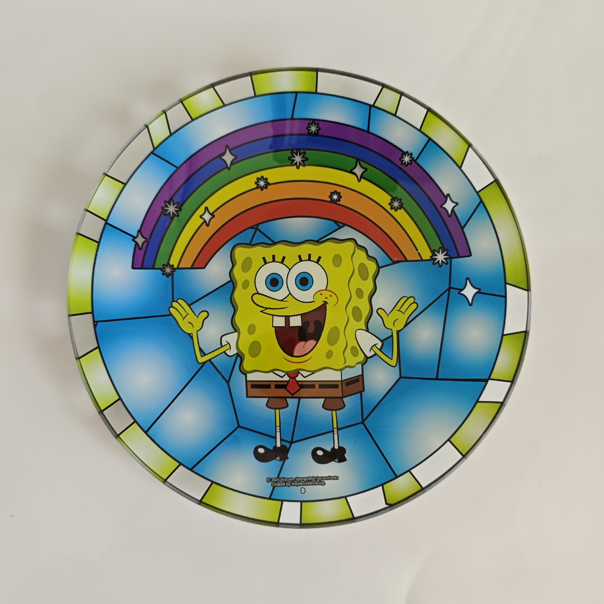 定制高档点心蛋糕钢化玻璃盘子20cm圆形动漫贴花水果盘微波炉烤盘