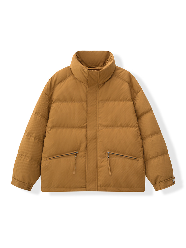 Ropa de pan de cuello alto para hombre de otoño e invierno Chaqueta de plumón de pareja Chaqueta de plumón de pato blanco cálido casual simple protección contra el frío