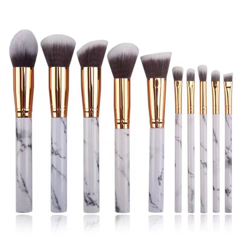 Fábrica de mármol spot diez cepillo de maquillaje un conjunto completo de herramientas de maquillaje cepillo de base cepillo de blush cepillo de sombra de ojos portátil