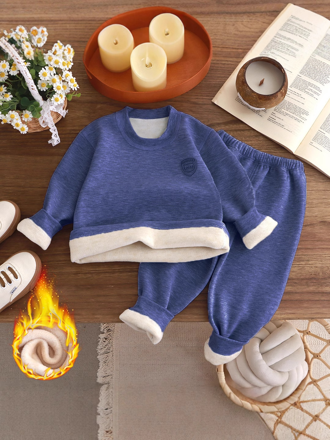 Nuevo conjunto de calentamiento hombre sin hueso ropa interior conjunto de terciopelo grueso 7A antibacteriano lana seda de niños grandes cola terciopelo