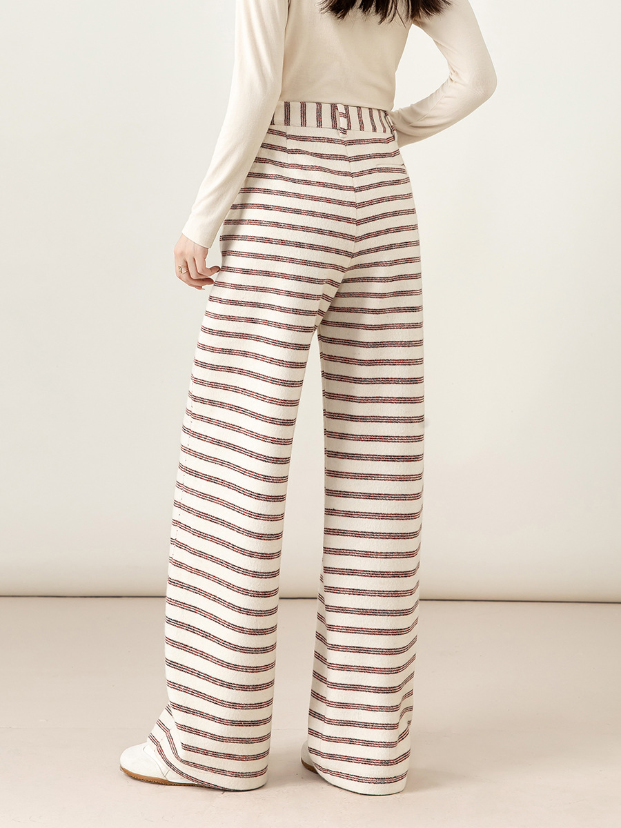 Quần culottes nữ ống rộng cạp cao sọc kẻ phong cách vintage — sọc đỏ