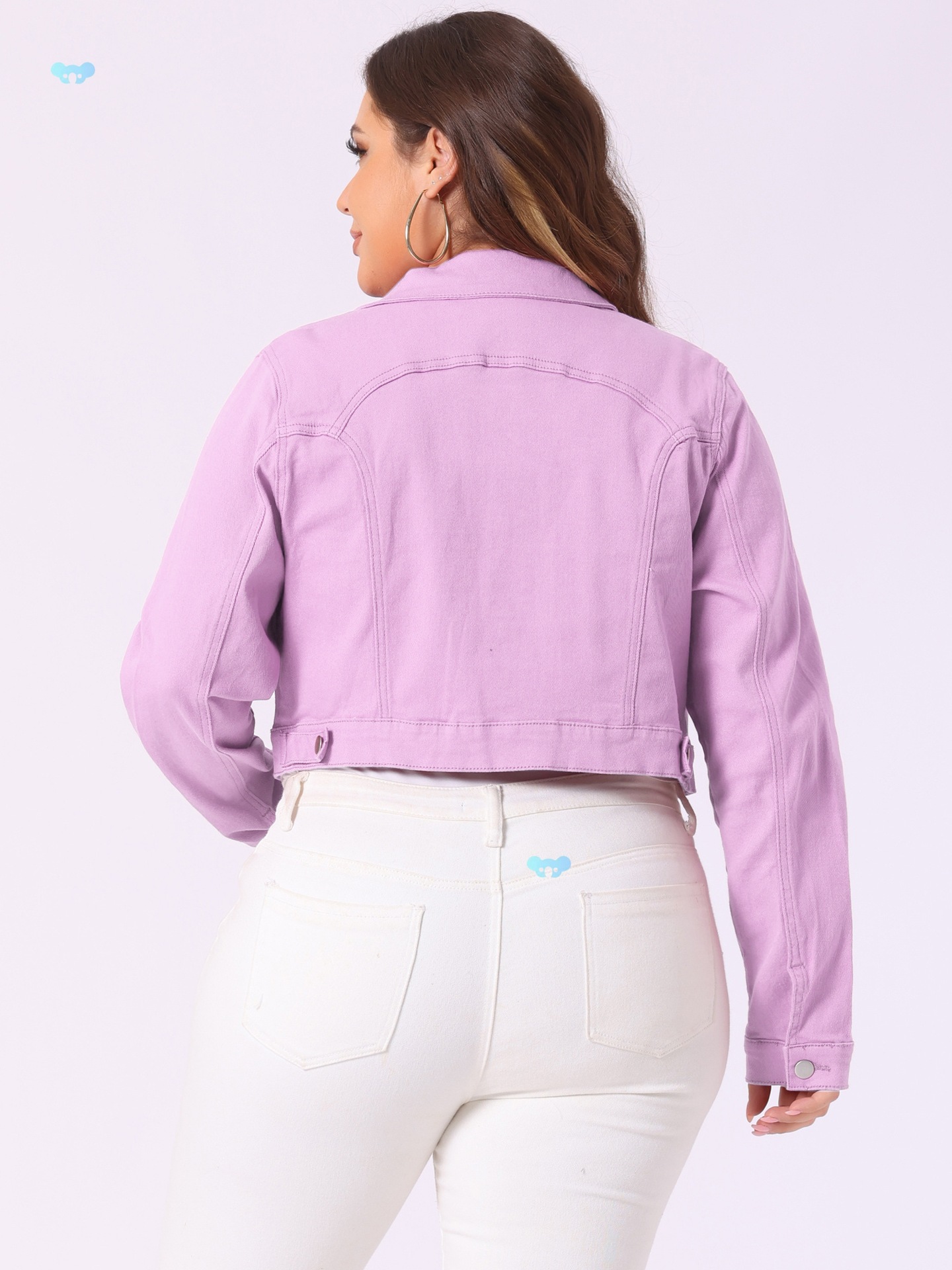 Women'S Plus Size Button Closed Cropped Denim Jackets Cross-border