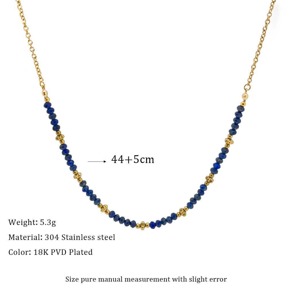 304 Stainless Steel Chain Material Retro Geometric 304 Stainless Steel Lapis Lazuli Necklace In Bulk
