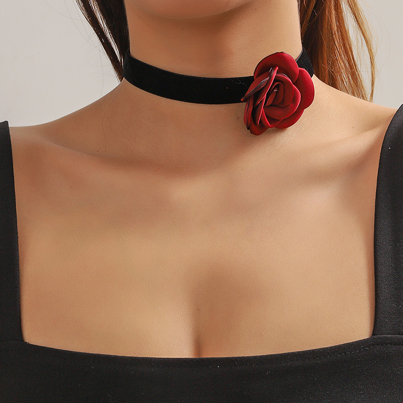 14g Weight Cloth Pendant Material Retro Sweet Flower Cloth Choker Wholesale