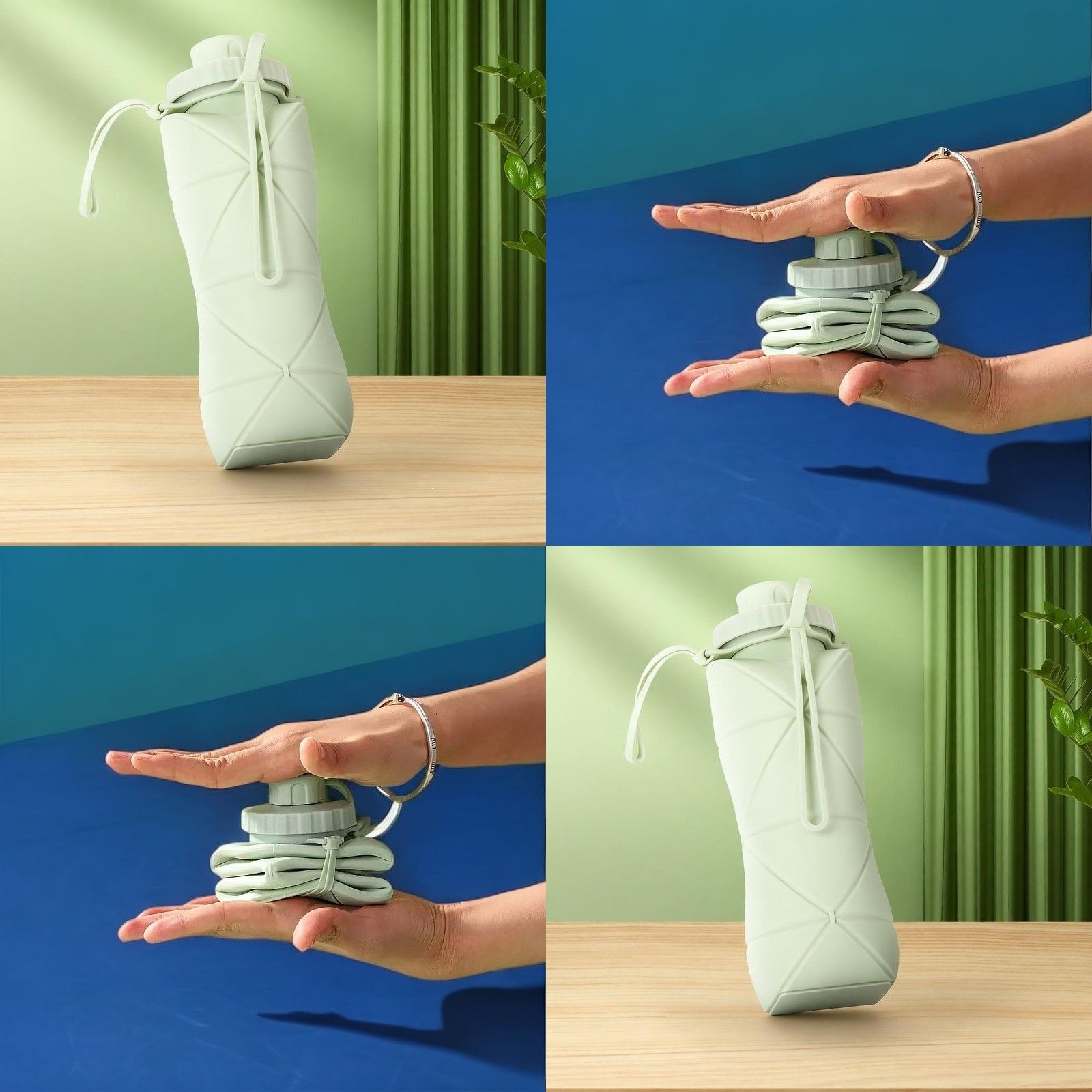Silicone water bottle is foldable, large capacity, high-temperature resistant, suitable for outdoor travel, portable collapsible water cup, food grade