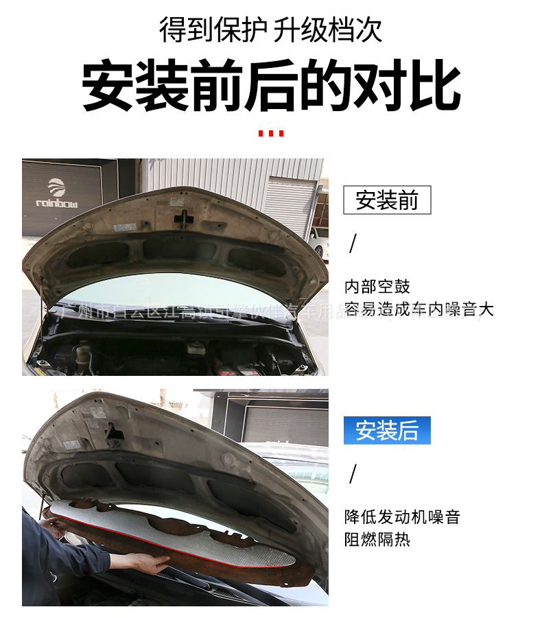 Suitable for 2006-2019 Toyota Previa engine hood soundproofing cotton, heat insulation and noise reduction cotton, automotive accessories
