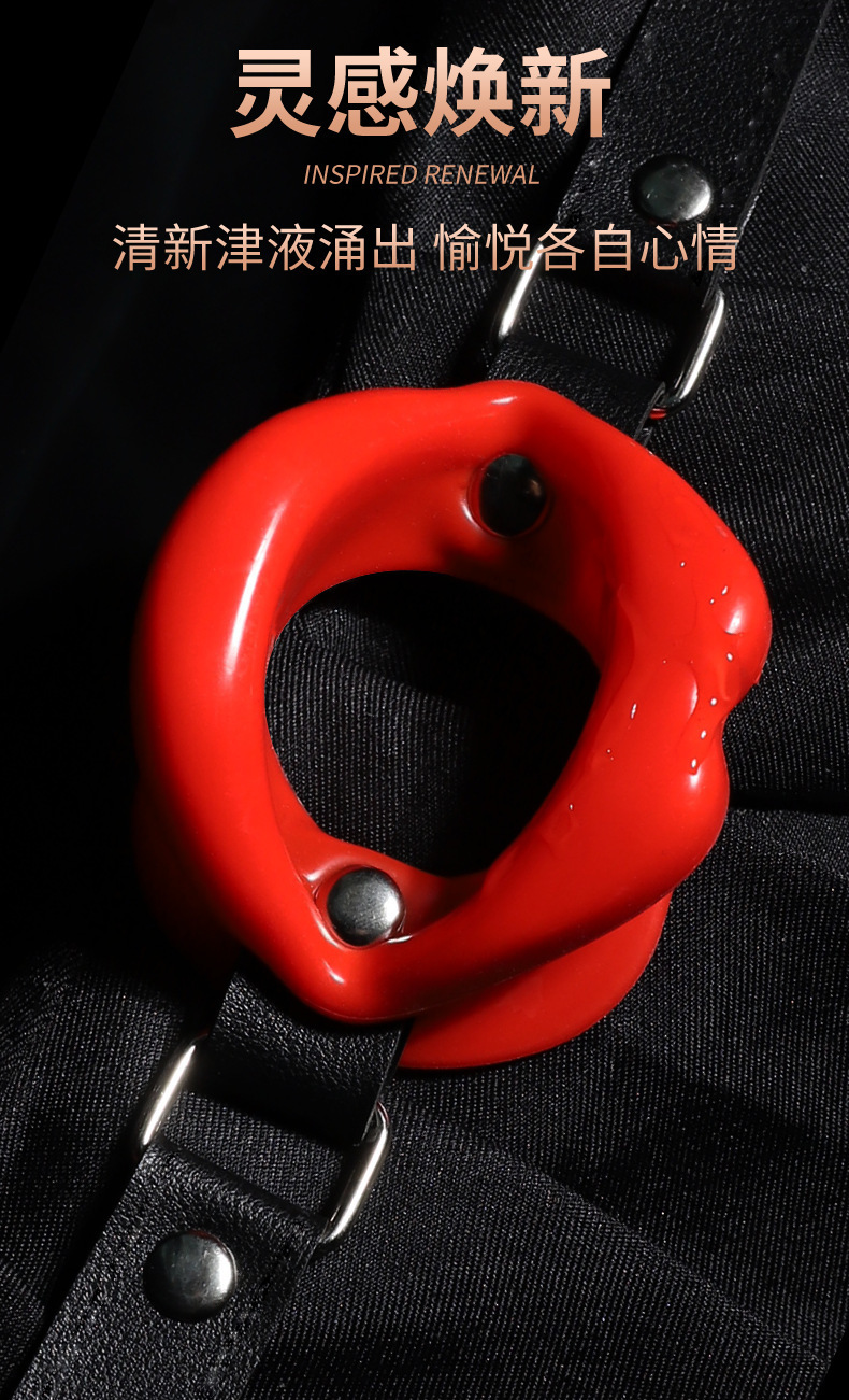 SM Mouth Ball Gag with Leather Strap and Silicone Ball for Adult Couples — detail image 13