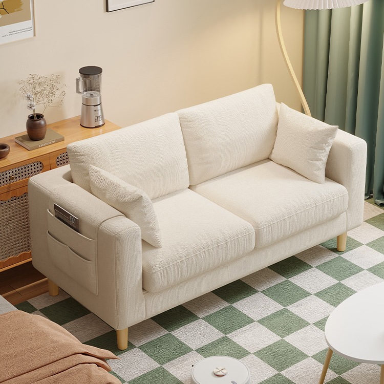 Fabric Sofa Living Room 2025 New Double or Three-Person Tofu Block Simple Modern Rental House Straight Row Small Apartment Sofa