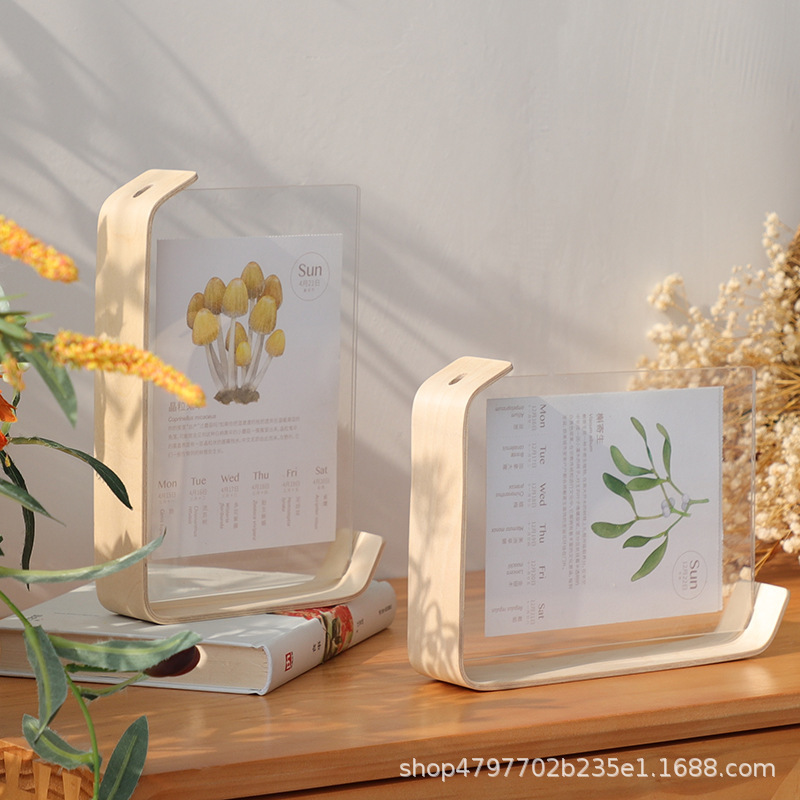 Photo Frame Desk Calendar Simple Desktop Ornament Calendar Double-Sided Acrylic 68inch Plant Specimen Photo Frame Wholesale Picture Frame