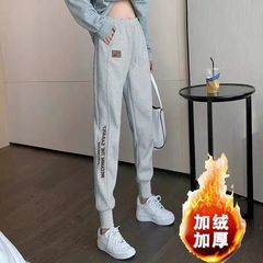 2025新款刺绣宽松哈伦裤子运动裤女春秋加绒时尚百搭冬季卫裤休闲