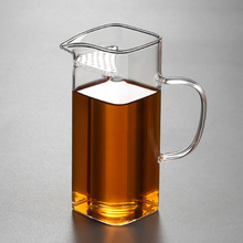 方形月牙茶杯分茶器玻璃公道杯茶滤一体绿茶杯泡茶器带滤网带把