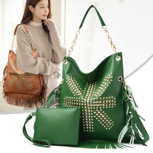 (Cross-border trading), (Wholesale), capacious one-shoulder bag with tassels, bag strap, European style, punk style