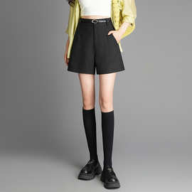 高腰直筒五分裤女宽松显瘦简约经典中裤春秋新款西装毛呢阔腿短裤