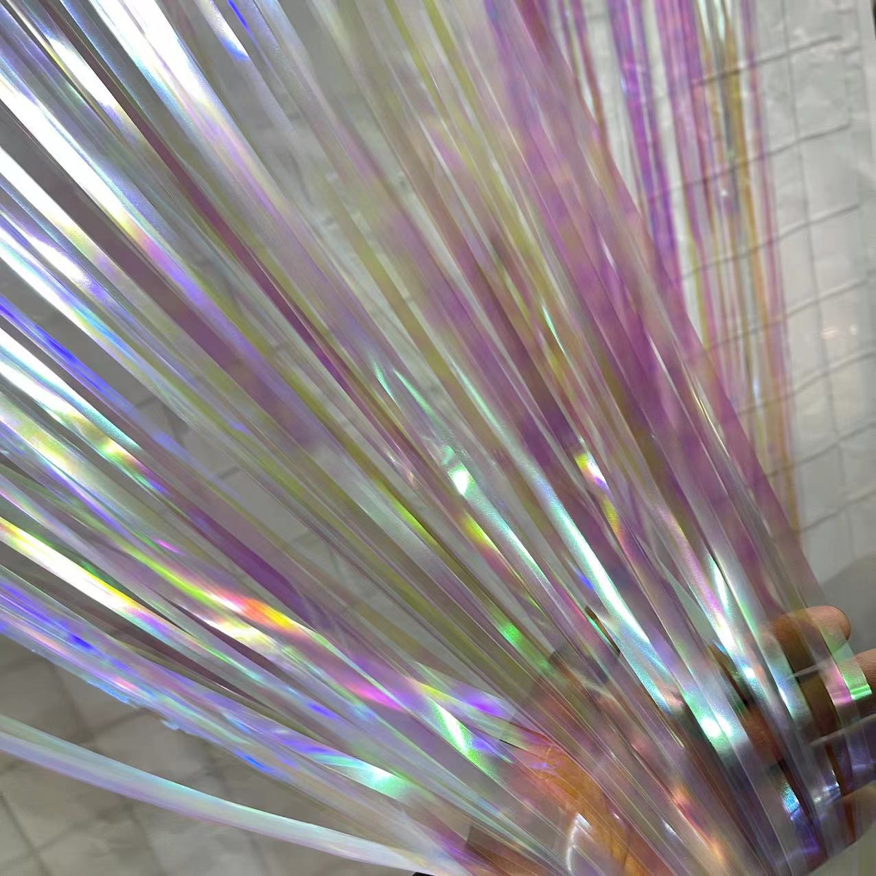 Fiesta de la cortina de seda de lluvia colorida boda de cumpleaños de la cortina de seda de lluvia colorida escenas de diseño de suministros siete arco iris cortina de seda de lluvia