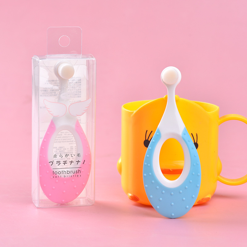 New children's ten thousand hair toothbrush single ring brush handle round head 1-3 years old baby girl soft ten thousand hair toothbrush