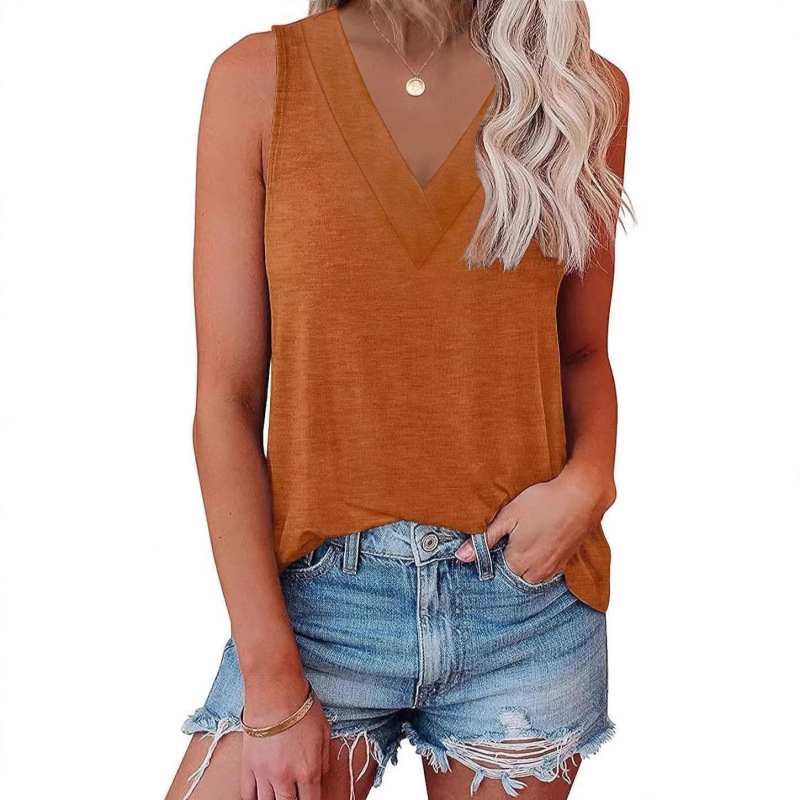 2026 Women's V-Neck Vest Summer Sleeveless Waist-Cinching Casual Basic Shirt Truly Classic T-Shirt Cute