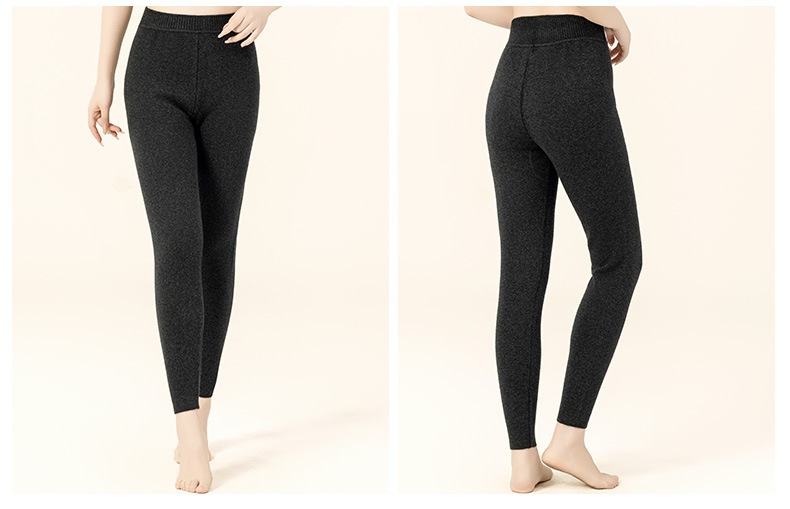 Quần legging cashmere nam nữ cao cấp lưng cao giữ ấm dệt kim — Màu xám đậm của nam giới chi tiết 17