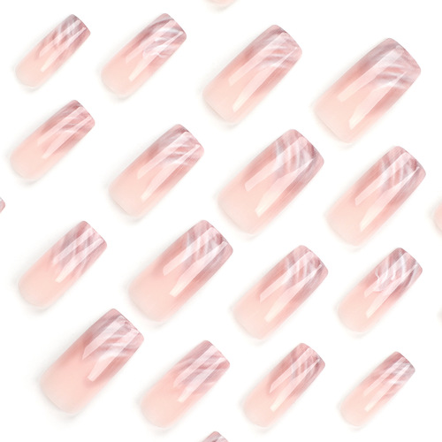 法式晕染渐变穿戴甲中长款可拆卸美甲24片盒装成品甲片穿戴假指甲