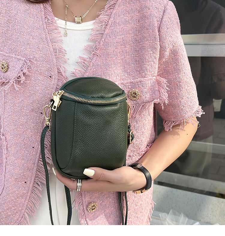 294g Weight Polyester Lining Material Sewing Thread Fashion Element Zipper Closure Type Single Shoulder Strap Strap Type Crossbody Bag Bags Type Casual Occasion Genuine leather Material Solid Color Pattern All Seasons Season Women's Gender Streetwear Style Shell Shape Women's Solid Color Genuine Leather Sewing Thread Zipper Phone Wallets 6