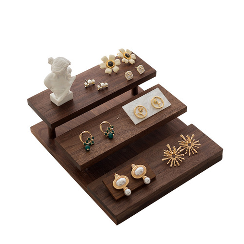 Walnut jewelry display props jewelry tray earrings necklace bracelet ladder display stand jewelry solid wood base