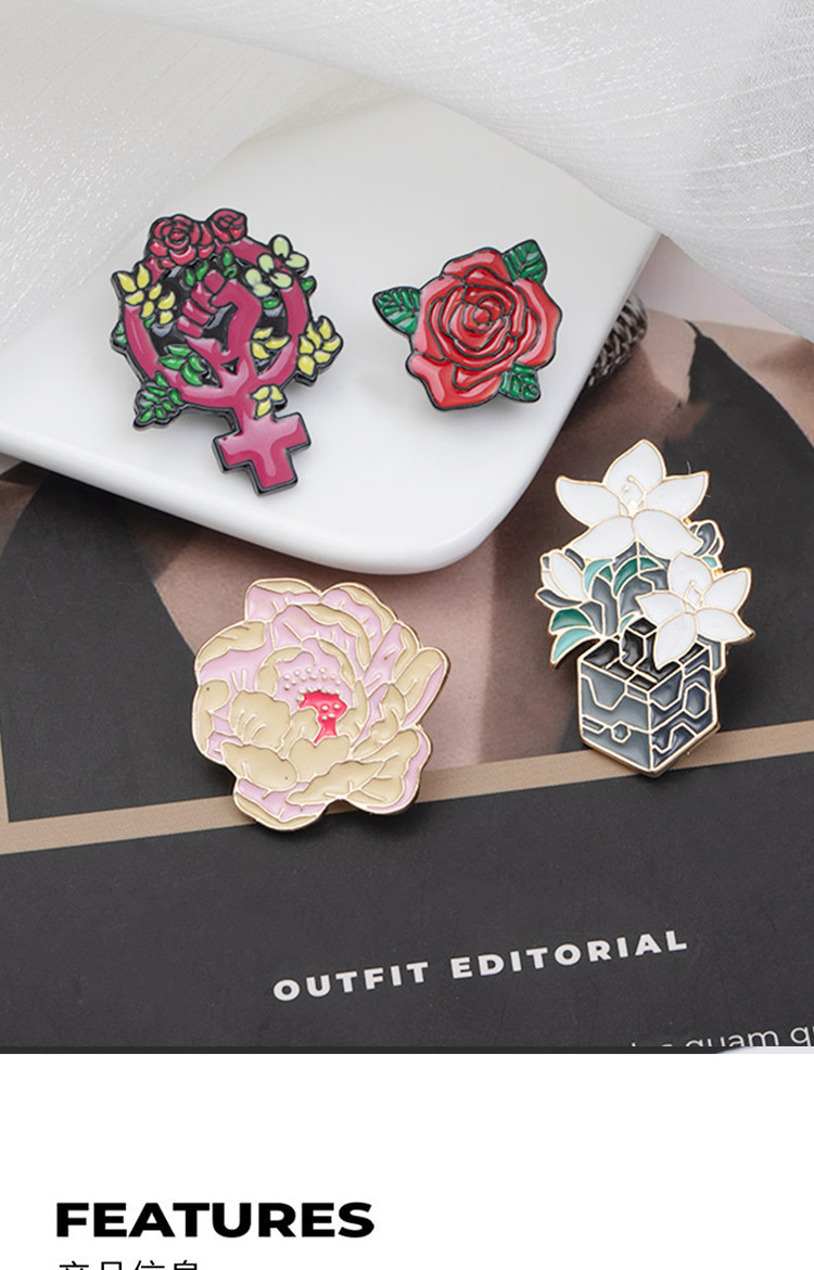 Cross-border New Arrival Oil Drip Brooch Corsage European And American Fashion Creative Flower Flower Brooch Bag Clothing Accessories Wholesale display picture 1