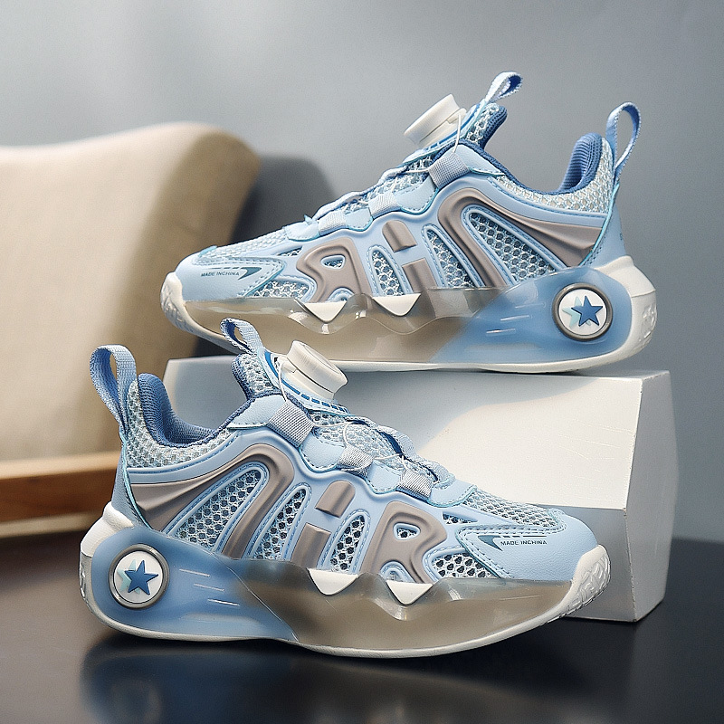 Boys shoes 2023 summer new children's single net sports shoes for children girls rotary buckle soft soled running shoes_voghion.com
