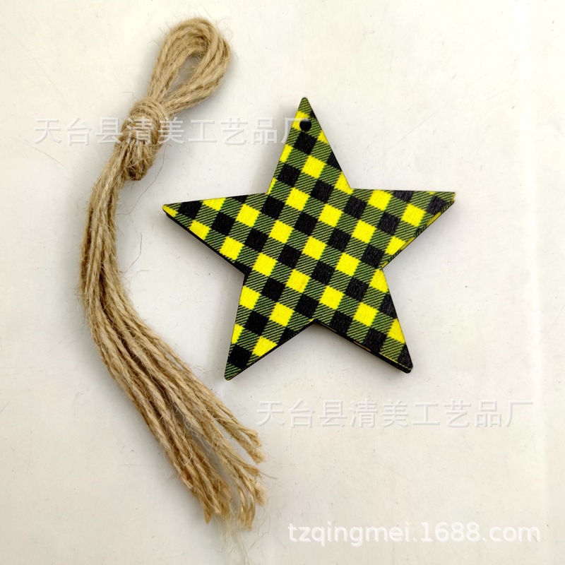 33 cuadros amarillos y negros serie navideña piezas de madera colgante de decoración navideña se pueden combinar libremente 10 piezas en un paquete