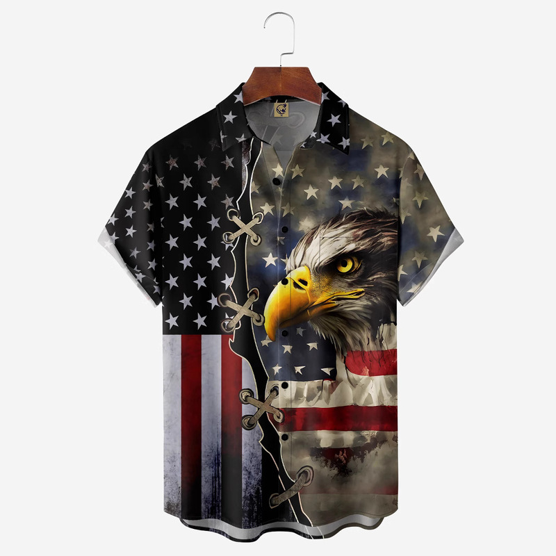4-12-2023 Creative 3D Digital Printing Moisture Wicking Trendy Loose Short-Sleeved Shirt Men's Tops E306