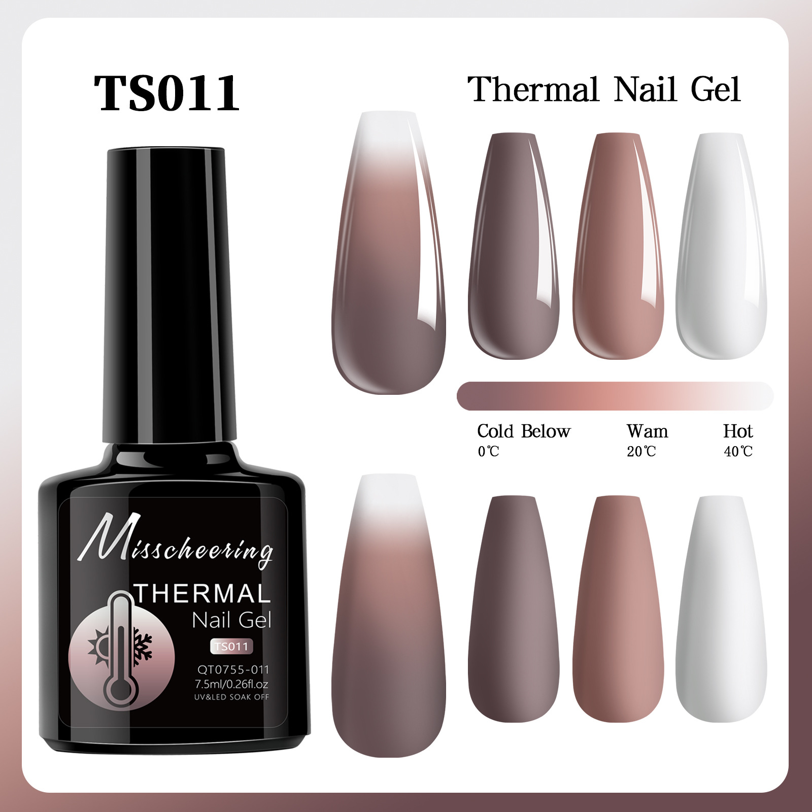 Esmalte de uñas de gel con efecto aurora que cambia con la temperatura, gel de diamante opal, gel de fototerapia de tres etapas que cambia con la temperatura, juego al por mayor.