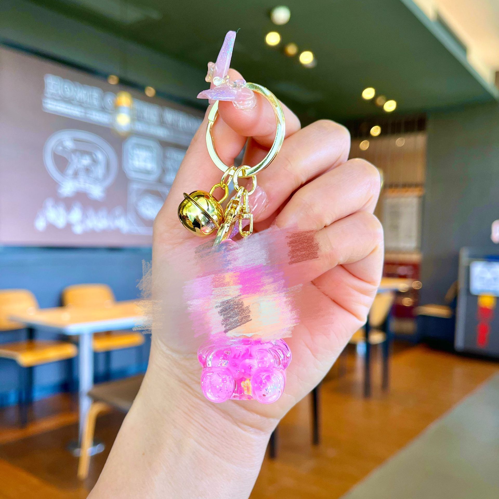 골드 하드웨어 [핑크] 야광 버블 비즈 작은 천 천