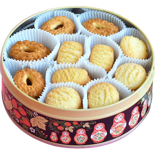 Russian style matryoshka brand cookies 400g crispy and delicious iron gift box packaging gift snack snacks