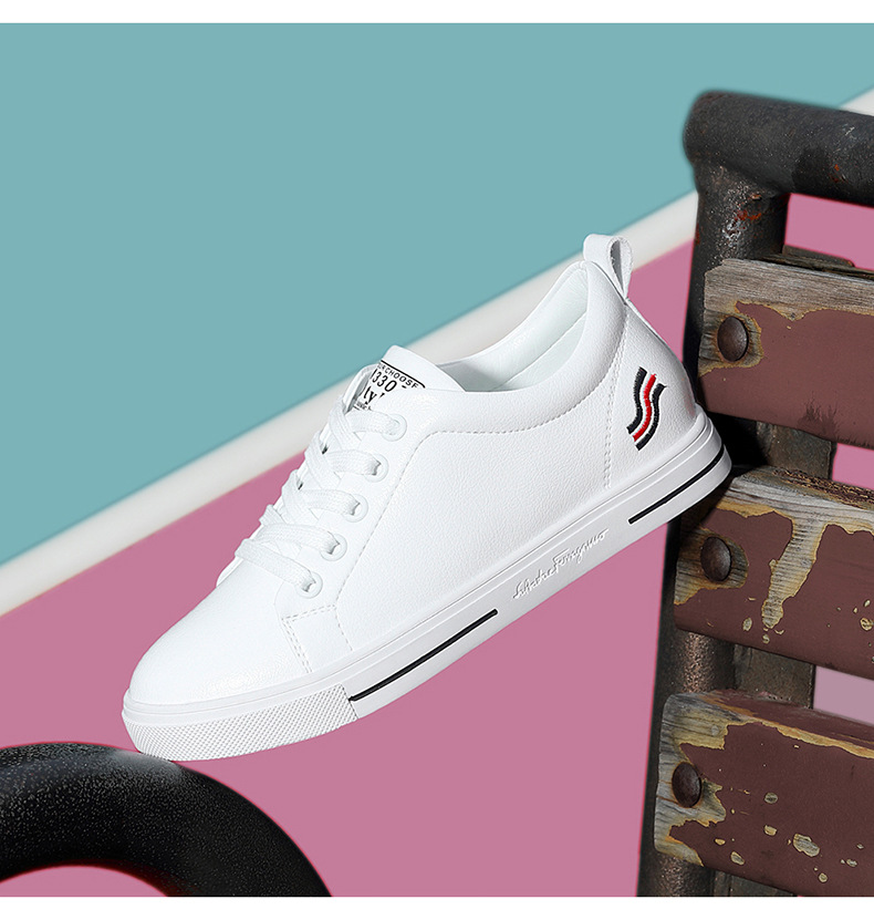 Giày sneaker nữ da bò mềm trắng đế bằng mỏng mới xuân hè 2024 — 58219 Màu Trắng Gót Cao 3cm Lưới Kiểu DH, 9271 trắng tím gót cao 2.2cm GQ, 58219m Màu Xám Chiều Cao Gót 3cm Lưới Kiểu DH, Chiều cao gót vàng trắng 9160 2.7cm GQ chi tiết 3