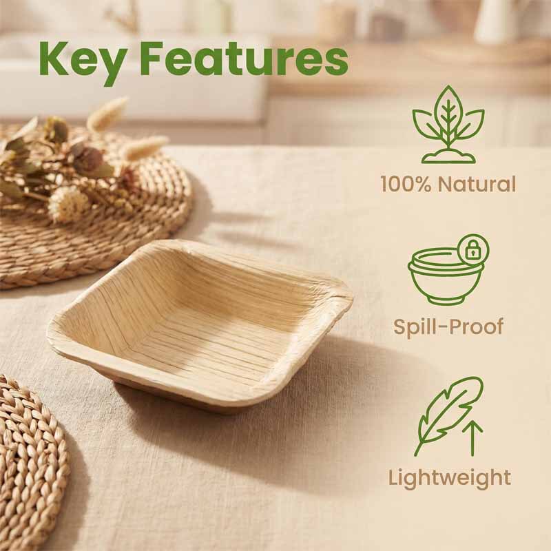Cross-Border Pastoral Style Areca Leaf Dinner Plate 2.5inch Square Palm Leaf Bowl Disposable Eco-Friendly Biodegradable Dinner Plate Cross-Border Pastoral Style Areca Leaf Dinner Plate 2.5inch Square Palm Leaf Bowl Disposable Eco-Friendly Biodegradable Dinner Plate