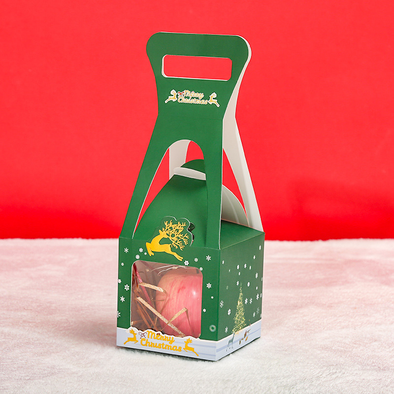 新しいクリスマスの窓を開けたギフトバッグ透明プレゼント包装袋平安夜リンゴプレゼント袋箔押し手提げ袋|undefined