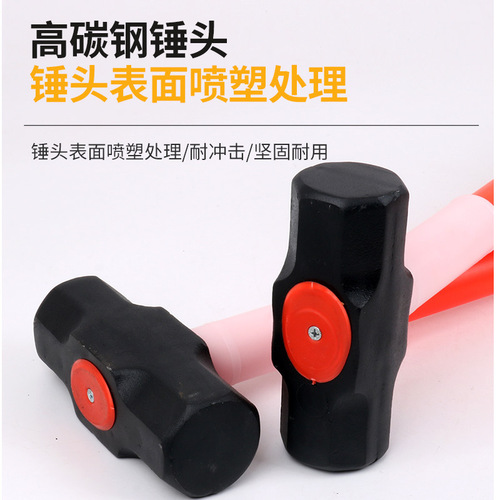 Octagonal hammer, square top hammer, large hammer, high-end hammer, high hardness mountain hammer, No. 45 carbon steel round steel material, octagonal hammer