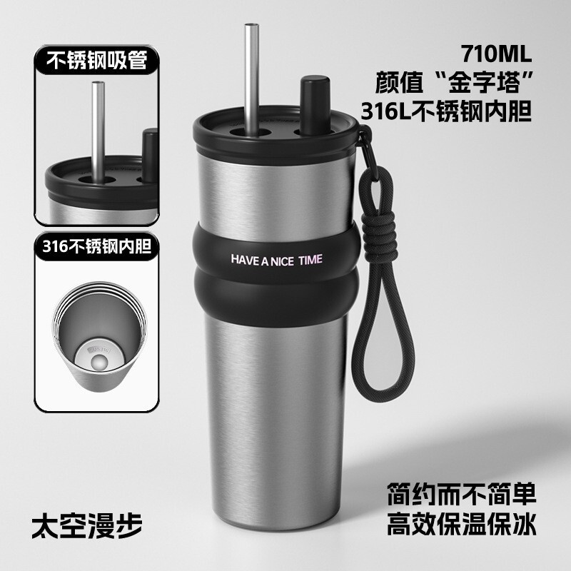 316吸管保温杯大容量水杯女生高颜值创意车载随行杯陶瓷咖啡杯子|undefined