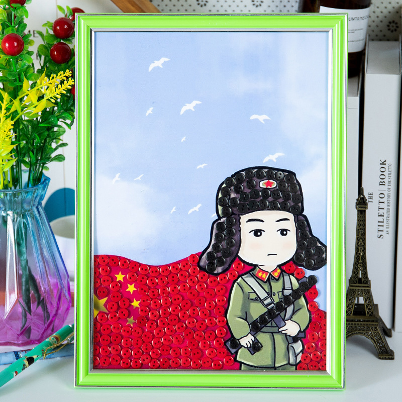 建国記念日ボタン絵画 diy 手作り愛国赤い革命勝利テーマボタンペースト絵画制作材料パッケージ|undefined