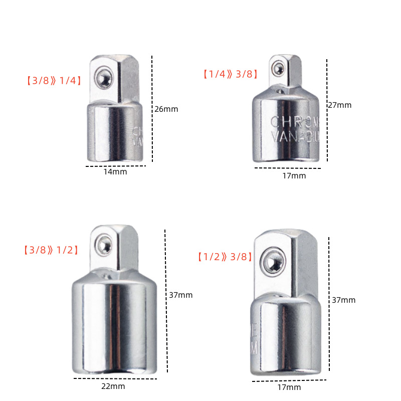 Juego de Adaptadores para Llave de Dado 4PC CR-V de Acero al Cromo Vanadio