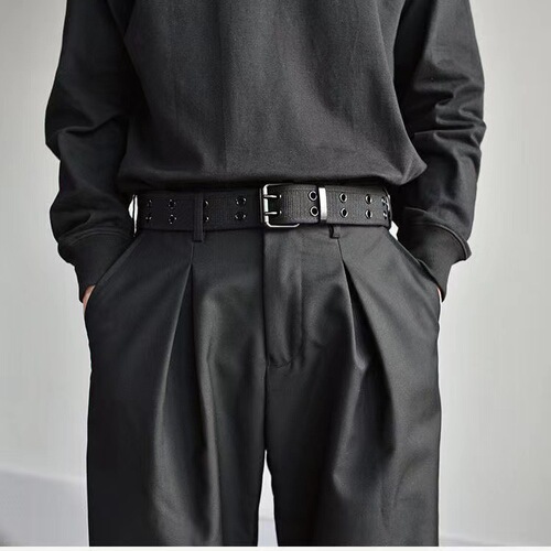 Canvas belt for men and women without holes square buckle belt Korean style trendy fashion personalized woven single circle punch-free trouser belt