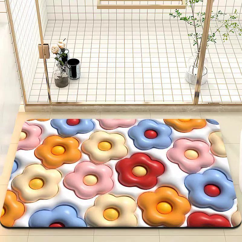 Мультяшная Bath Mat, 3D Face Blush Crystal Velvet, впитывающая влагу, разные размеры
